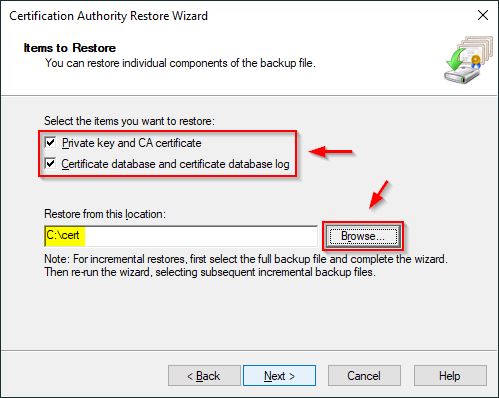 Select both Private key and CA certificate and Certificate database and certificate database log options - img
